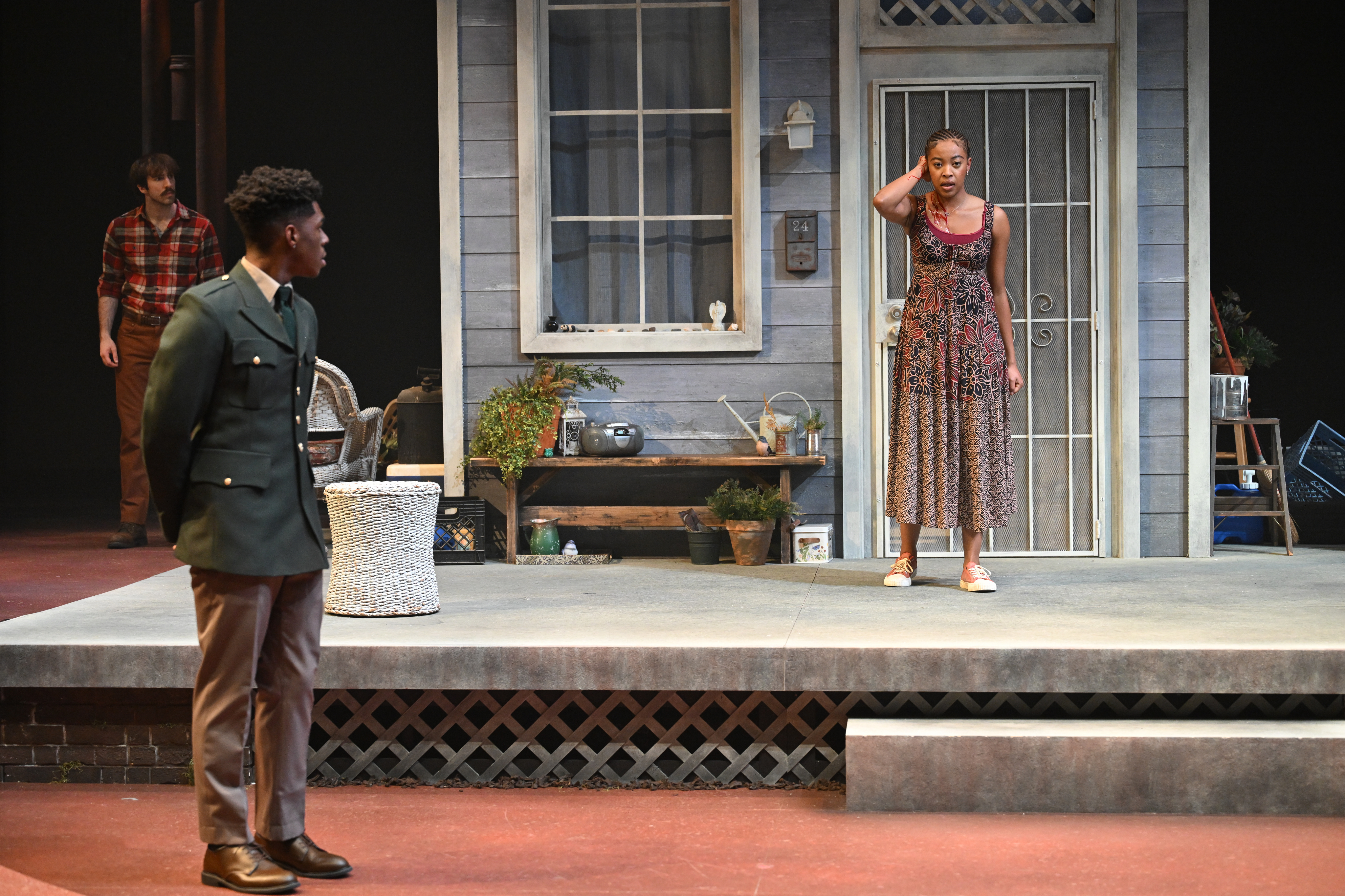 Three ballet dancers off stage