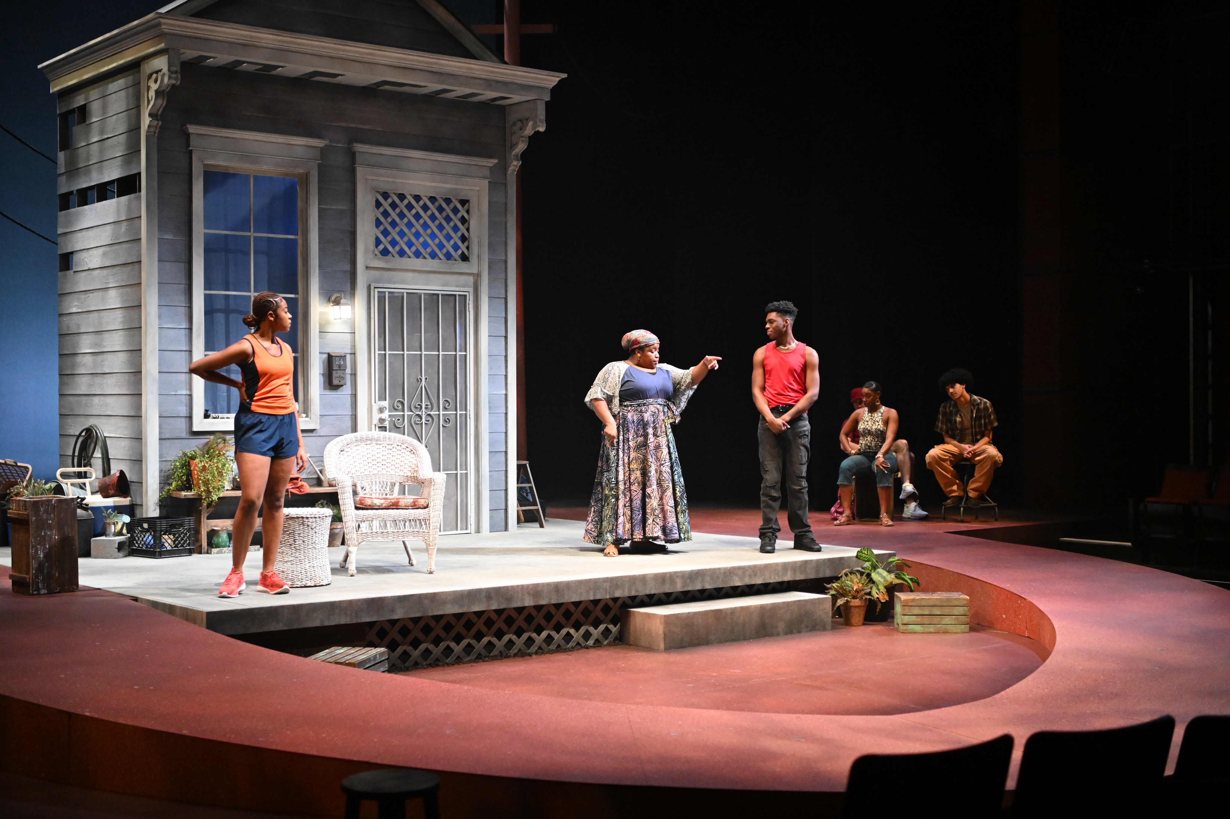 Three ballet dancers off stage