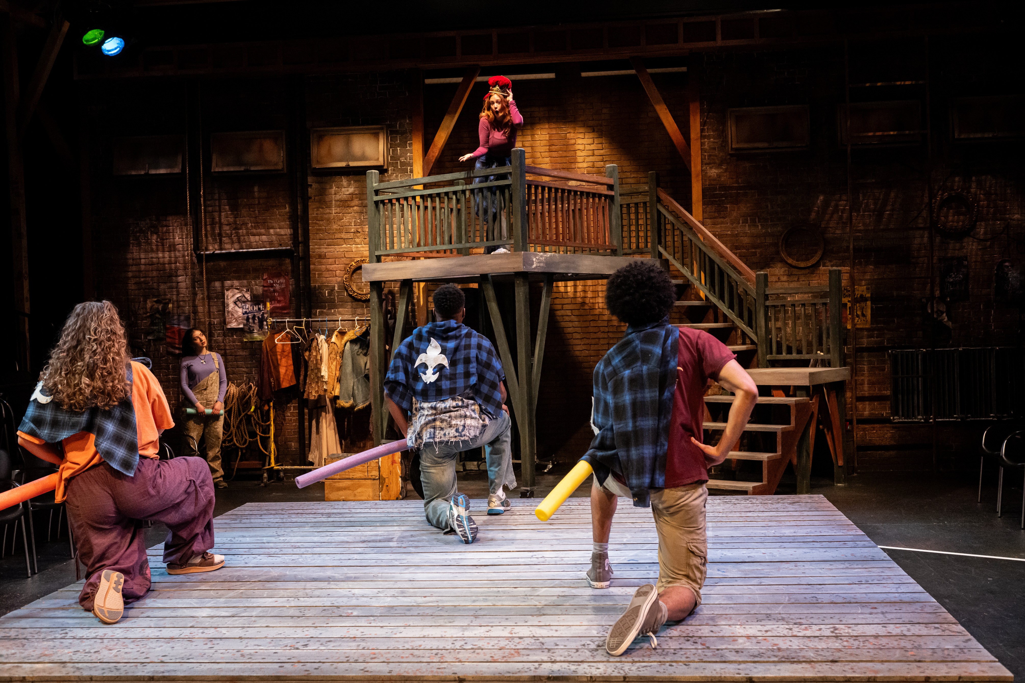 Three ballet dancers off stage