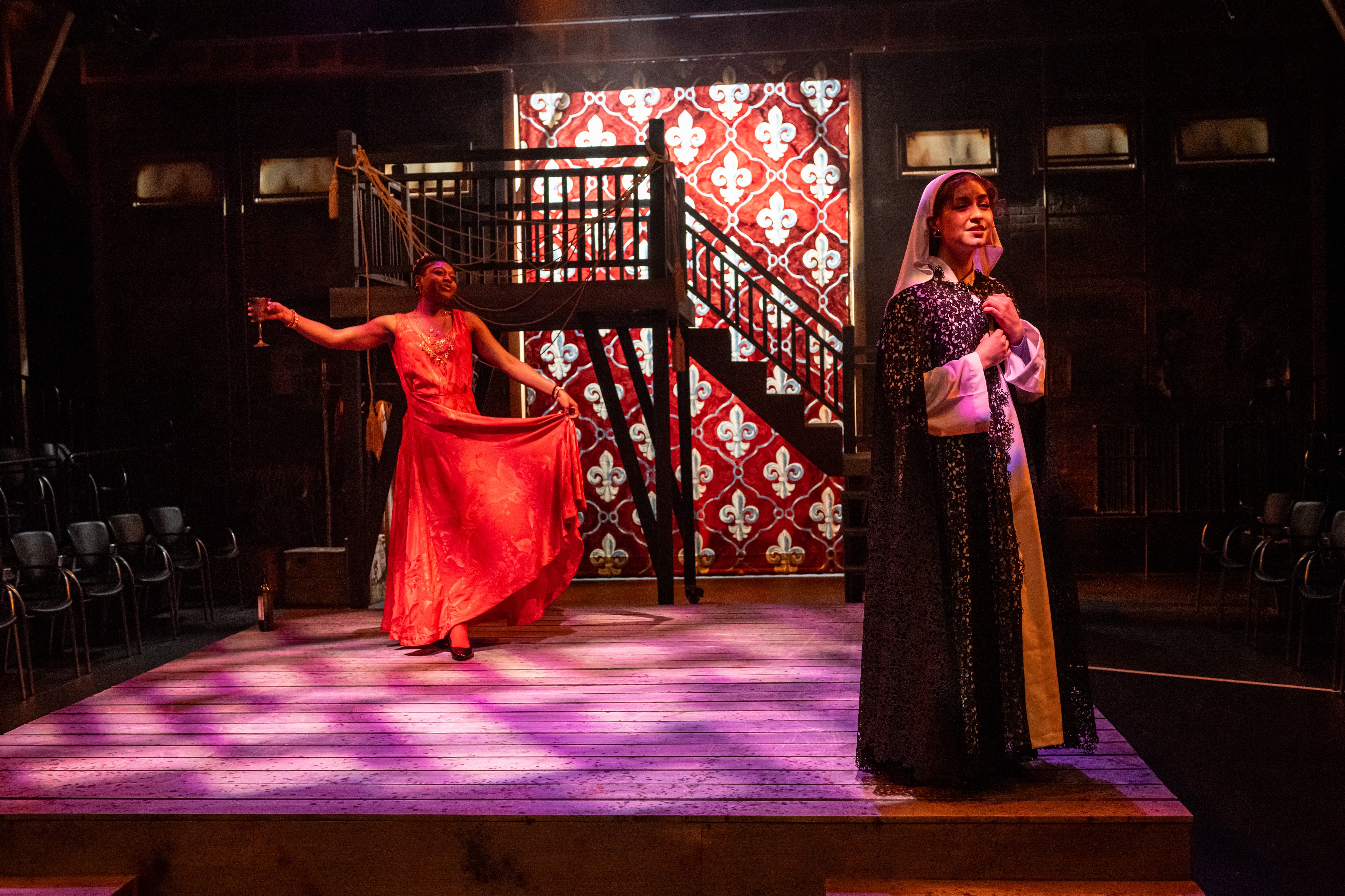 Three ballet dancers off stage