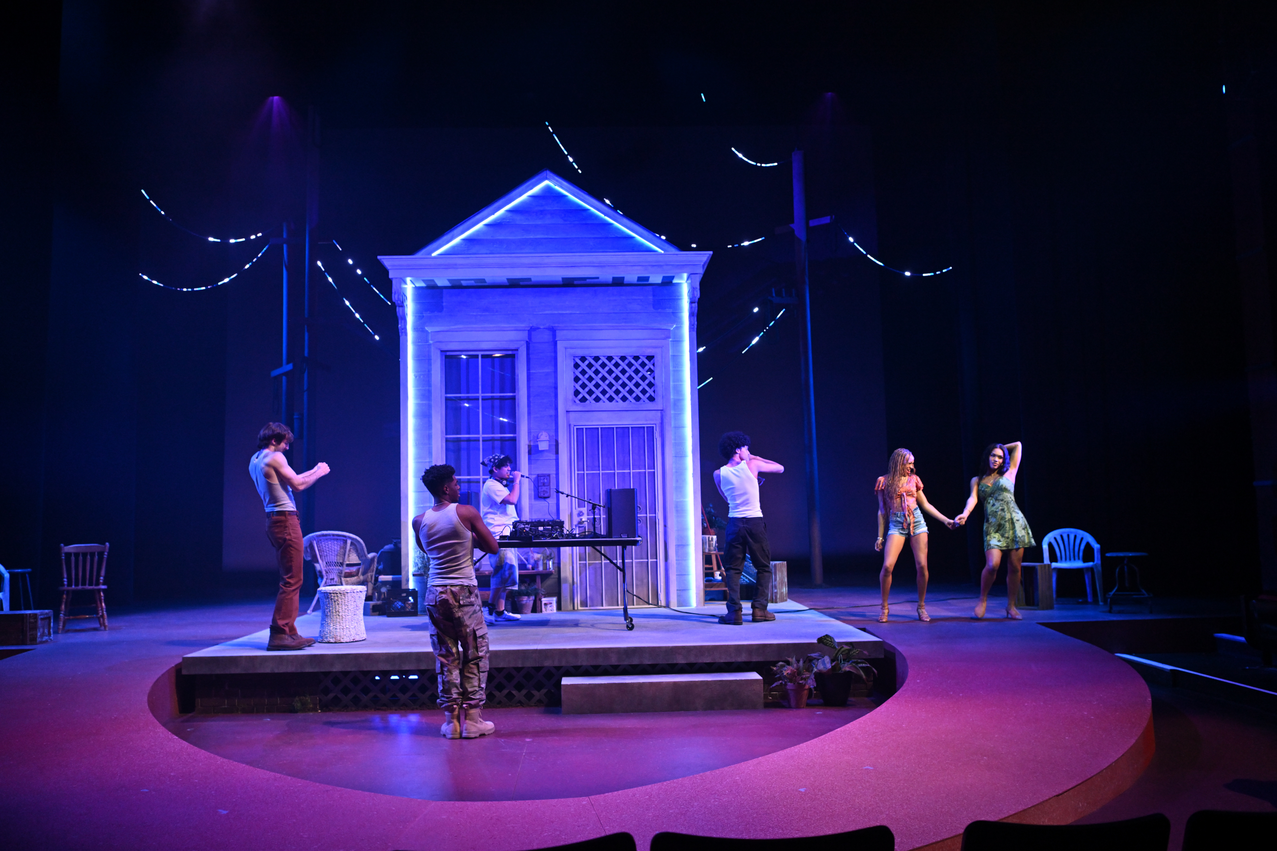 Three ballet dancers off stage